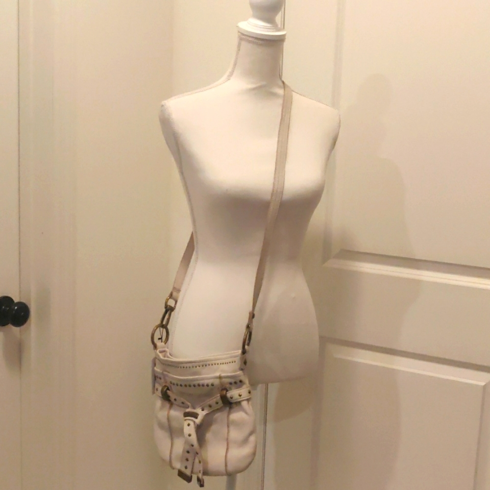 B Makowsky tan leather purse long adjustable strap pockets Cottagecore Vintage
